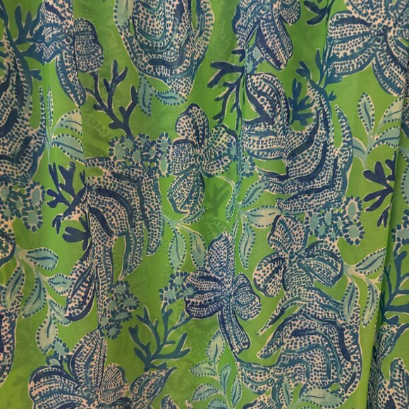 LILLY PULITZER OFF SHOULDER DRESS WOMEN XL GREEN BLUE FLORAL RESORT BOHO - Picture 8 of 10